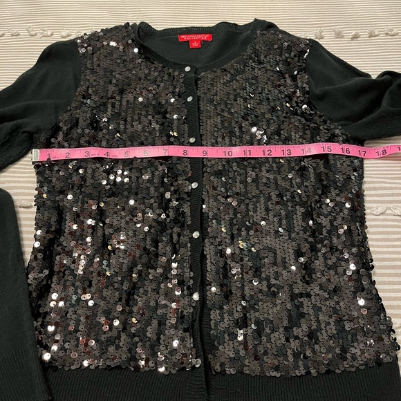New York & Company Black Sequin Front Cardigan Size Small - Picture 6 of 7